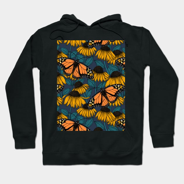 Monarch butterfly on yellow coneflowers Hoodie by katerinamk